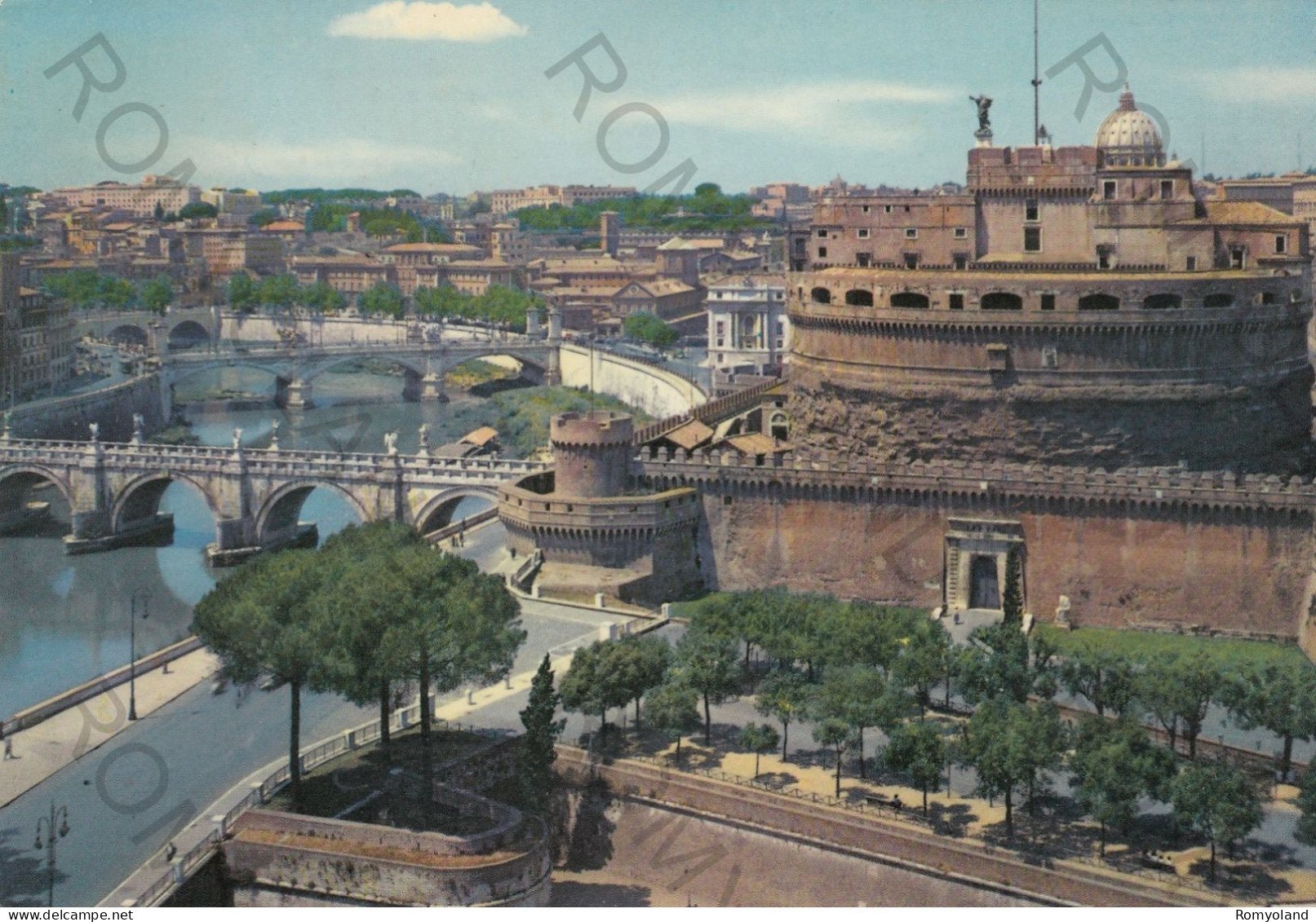 CARTOLINA  ROMA,LAZIO-CASTEL S.ANGELO E PONTI SUL TEVERE-STORIA,MEMORIA,CULTURA,RELIGIONE,BOLLO STACCATO,VIAGGIATA 1970 - Castel Sant'Angelo