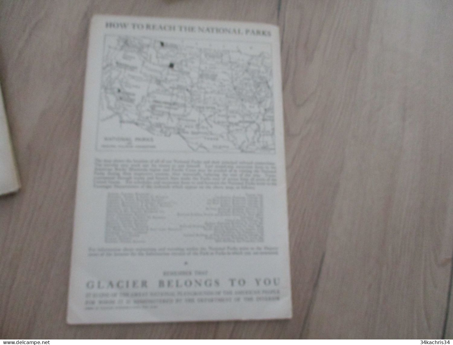 Guide en Anglais Department of interior texte photos carte maps vers 1920/1930 Glacier indiens National Park 20p