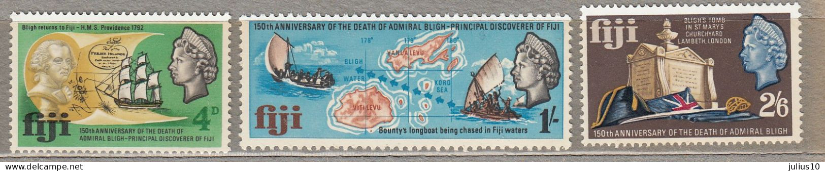 FIJI 1967 Explorers Ships Map MNH(**) Mi 205-207 #34298 - Fiji (...-1970)