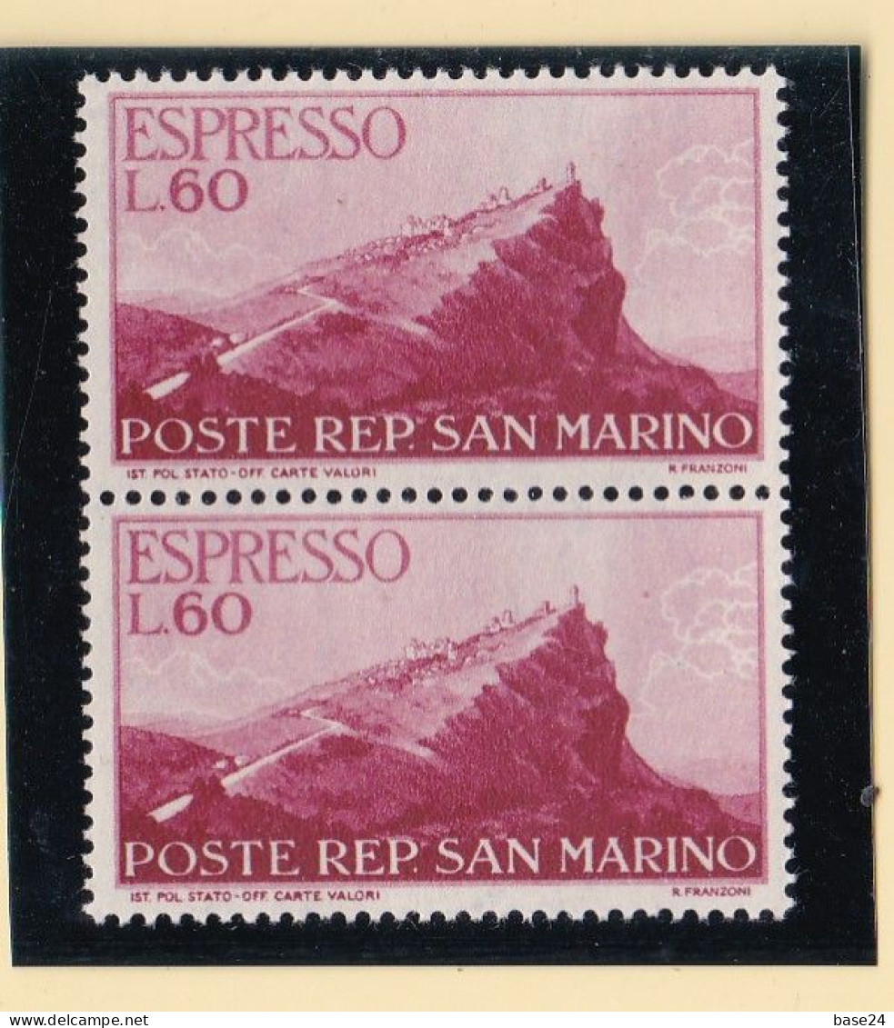 1950 San Marino Saint Marin ESPRESSO N°21 Coppia MNH** Gomma Bicolore Express Pair - Timbres Express