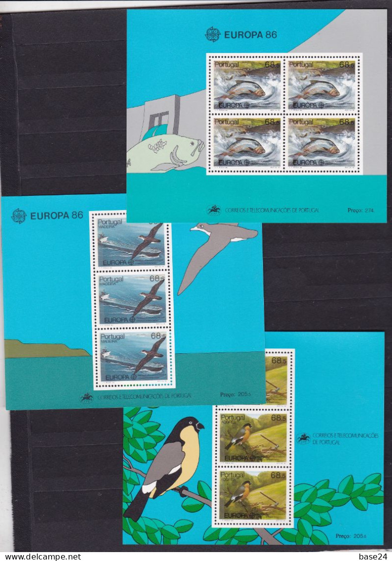 1986 Portogallo Azzorre Madeira Portugal Azores EUROPA CEPT EUROPE 3 Foglietti MNH**NATURA NATURE 3 Sheetlets - 1986