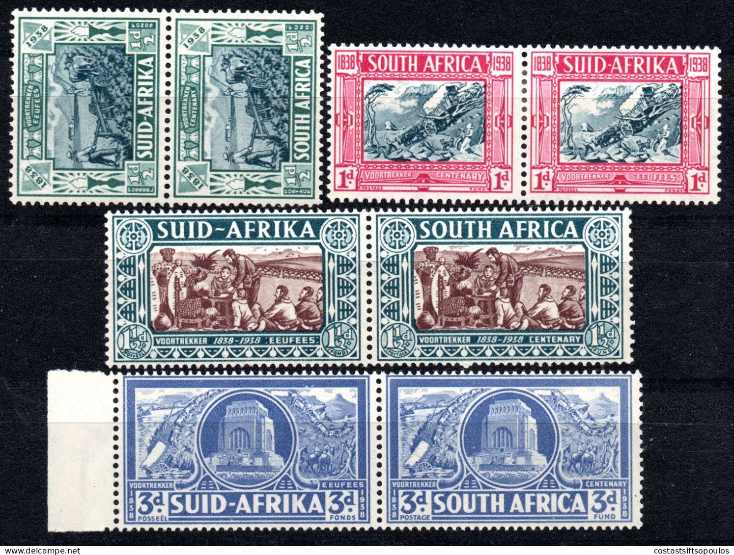 2304. SOUTH AFRICA. 1938 VOORTREKKER CENTENARY SG. 76-79. 77 MH OTHERS MNH - Unused Stamps