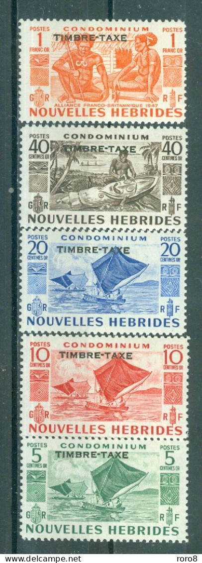 NOUVELLES-HEBRIDES - TIMBRES-TAXE N°26** à 30** MNH LUXE SCAN DU VERSO - Timbres Poste De Même Date Surchargés. - Segnatasse