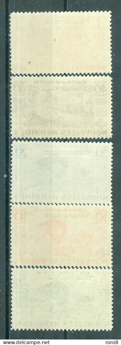 NOUVELLES-HEBRIDES - TIMBRES-TAXE N°26** à 30** MNH LUXE SCAN DU VERSO - Timbres Poste De Même Date Surchargés. - Portomarken