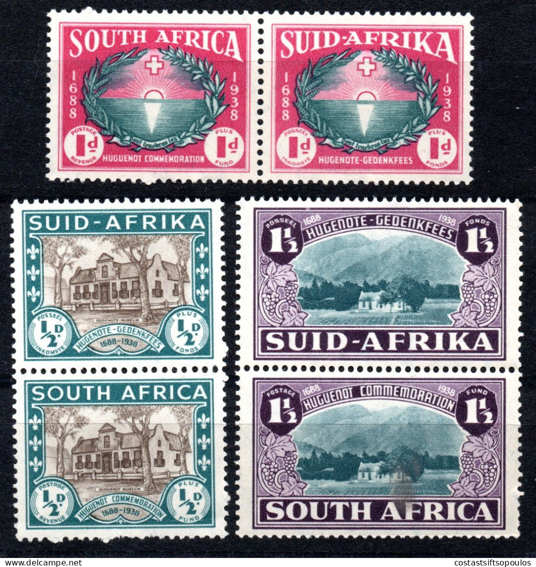 2307. SOUTH AFRICA. 1939 HUGUENOT SG. 82-84 MNH LIGHT PERF. FAULTS - Unused Stamps