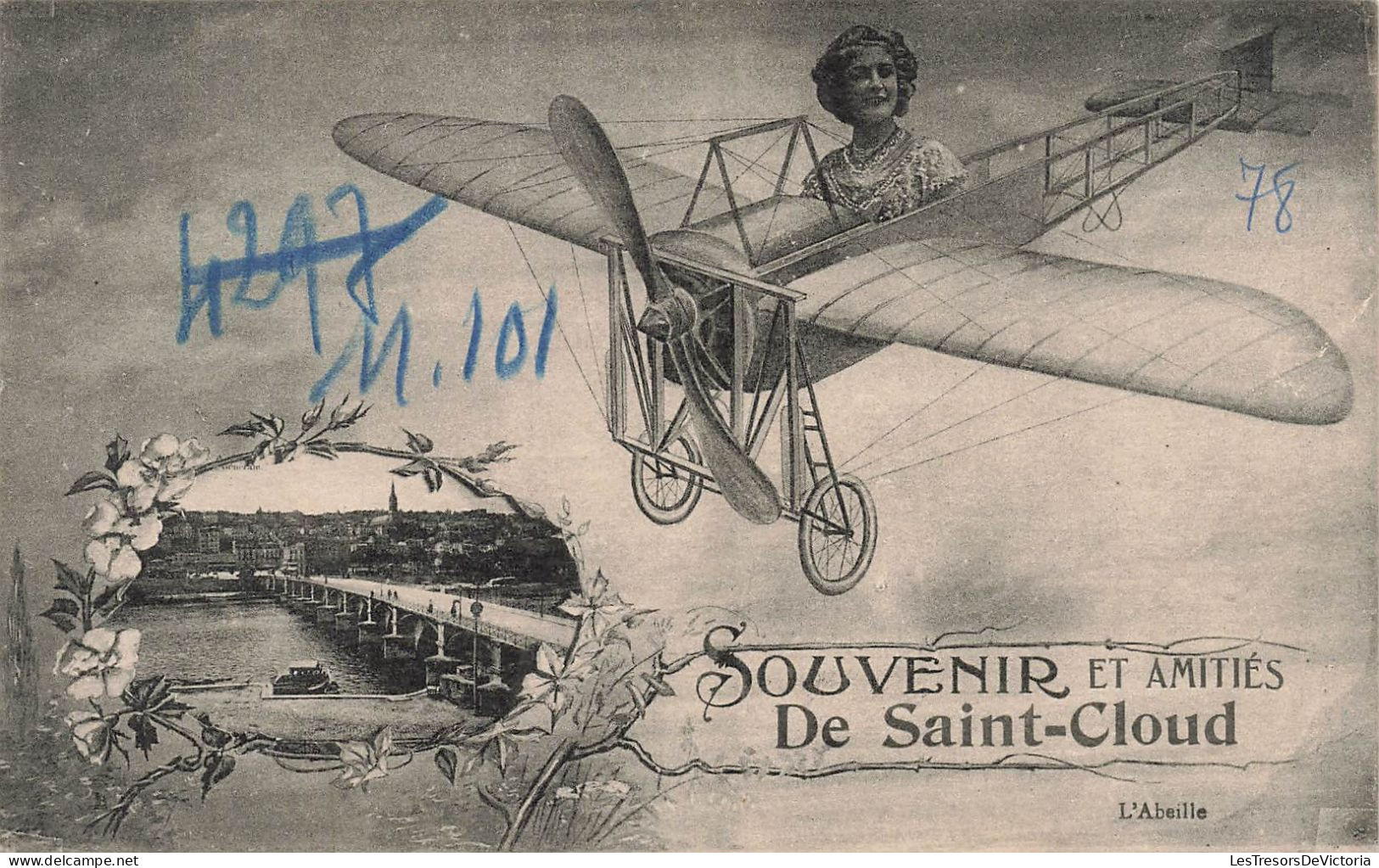FRANCE - Souvenirs Et Amitiés De Saint Cloud - L'Abeille - Avion - Carte Postale Ancienne - Saint Cloud