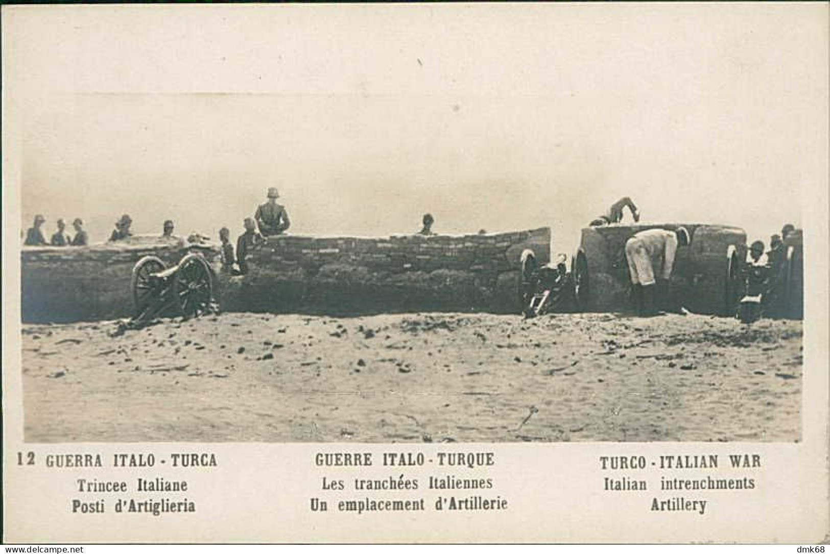 LIBIA / LIBYA - TURKEY / ITALY WAR - TRIPOLI - ITALIAN INTRENCHMENTS ARTILLERY - RPPC POSTCARD - 1910s (12308) - Libia