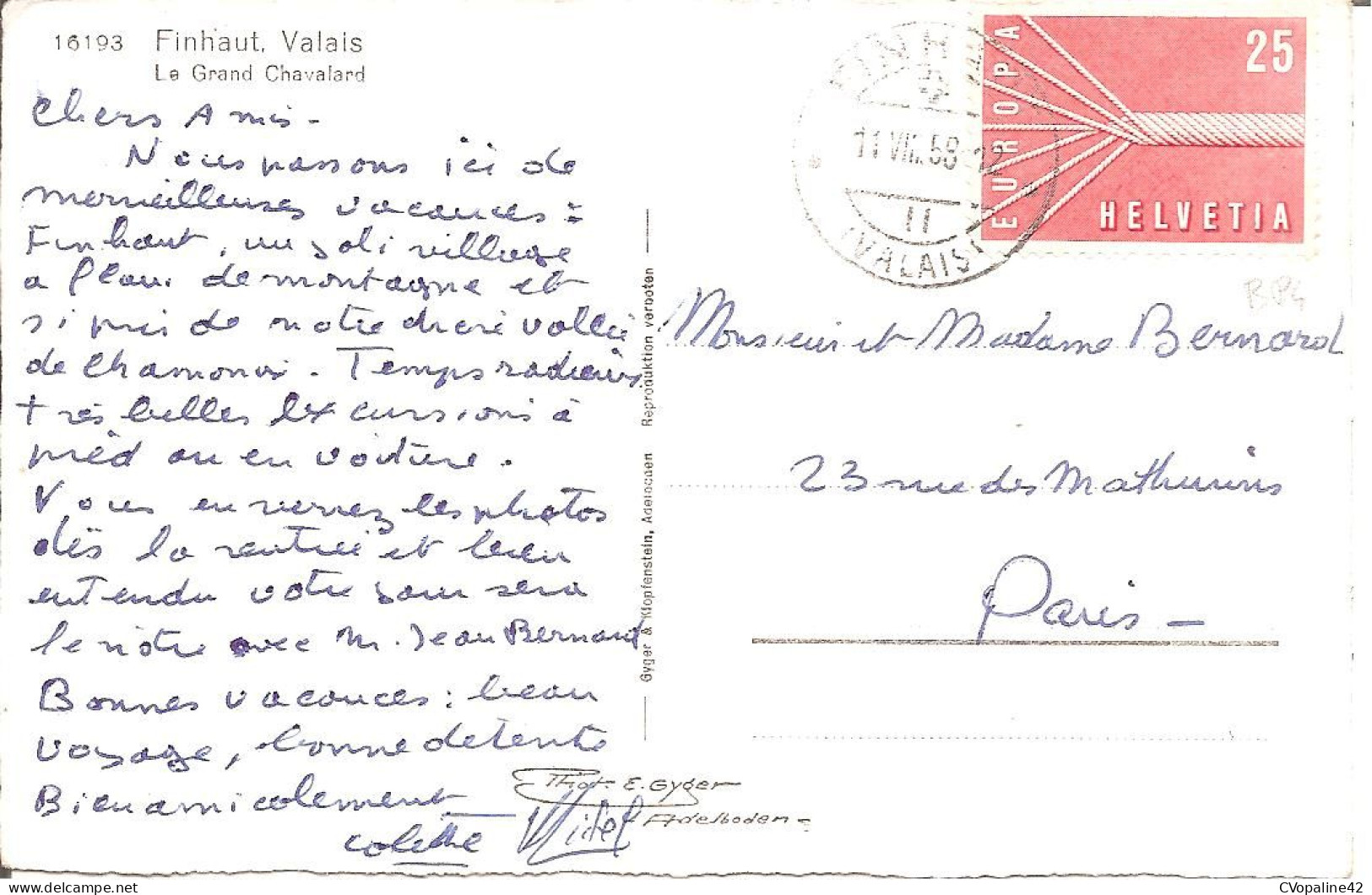FINHAUT (Valais-VS) Le Grand Chavalard En 1958  CPSM  PF (Carte Pas Courante) - Finhaut