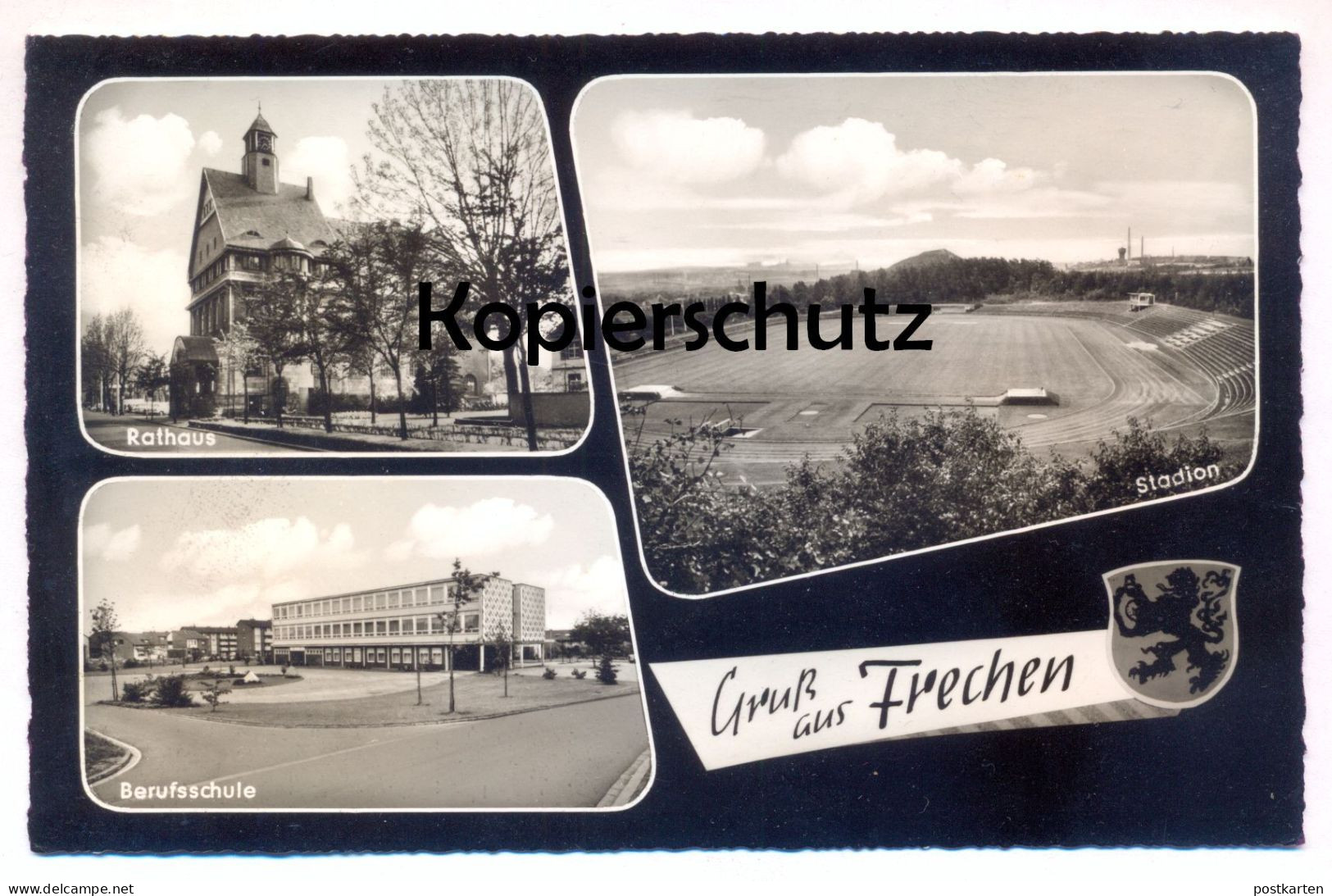 ÄLTERE POSTKARTE GRUSS AUS FRECHEN STADION BERUFSSCHULE RATHAUS Soccer Stadium Stade Ansichtskarte AK Cpa Postcard - Frechen