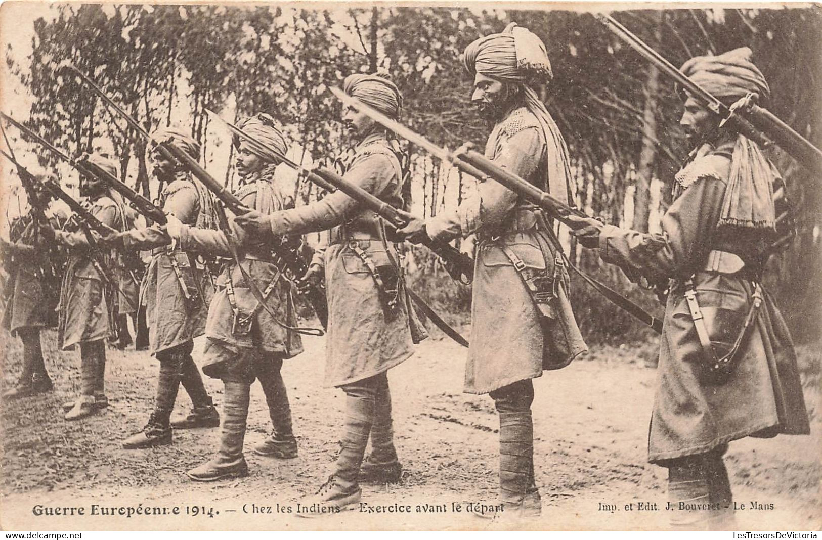 MILITARIA - Guerre Européenne 1914 - Chez Les Indiens - Exercice Avant Le Départ - Carte Postale Ancienne - Weltkrieg 1914-18