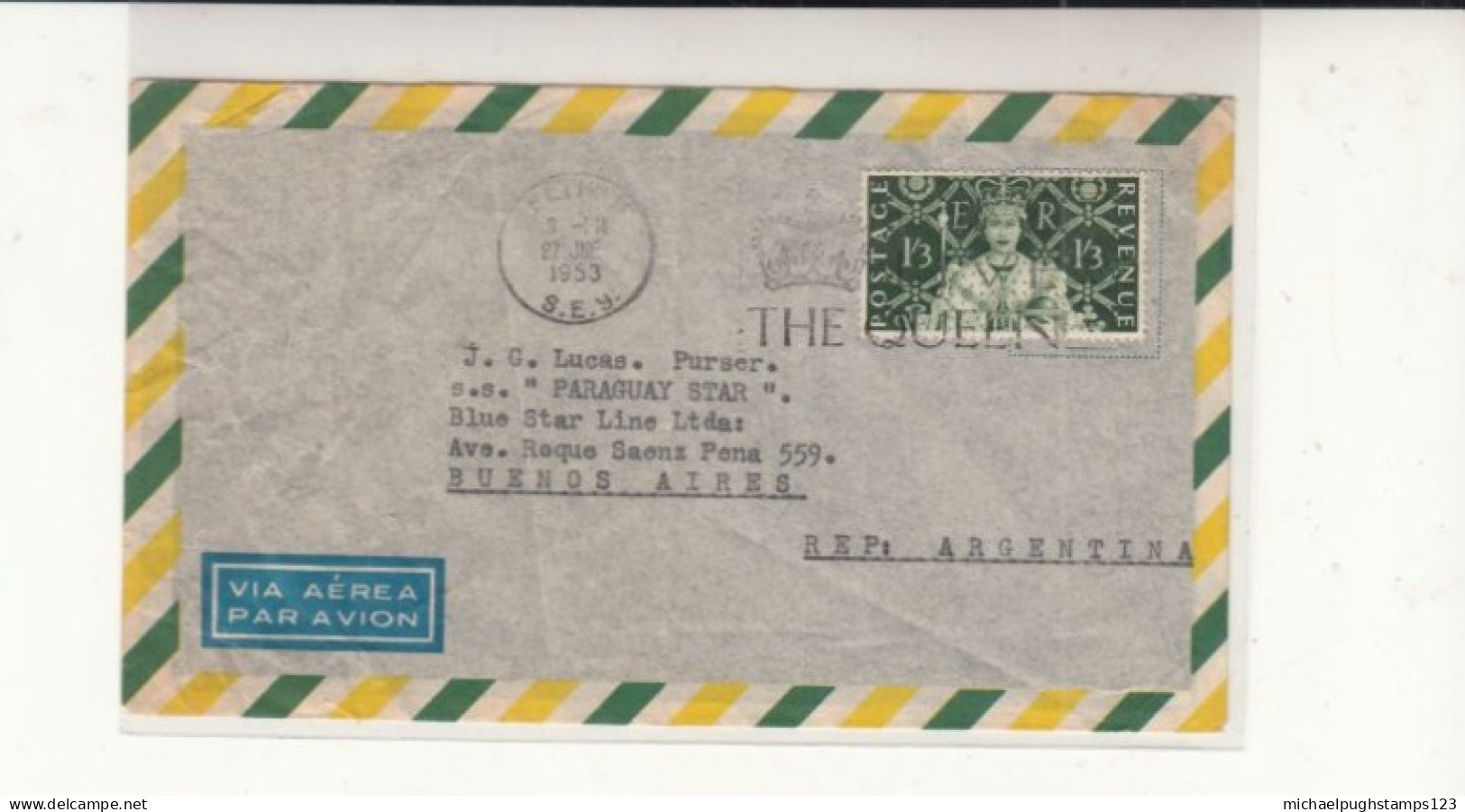 G.B. / Airmail / Argentina / 1953 Coronation - Autres & Non Classés