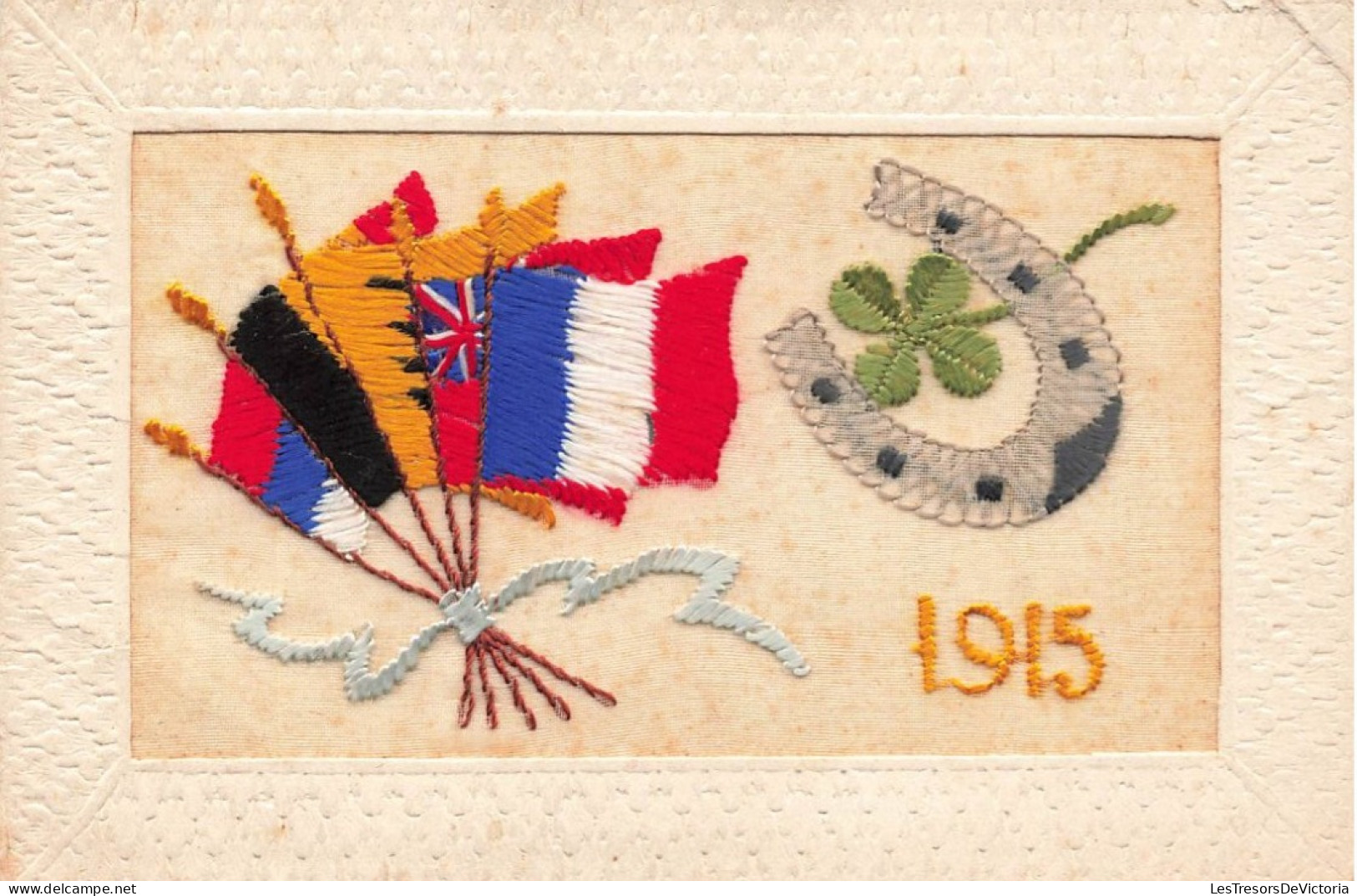 MILITARIA - Guerre Européenne 1914 - 1915 - Drapeau Des Alliés - Chance - Carte Brodée - Carte Postale Ancienne - Weltkrieg 1914-18