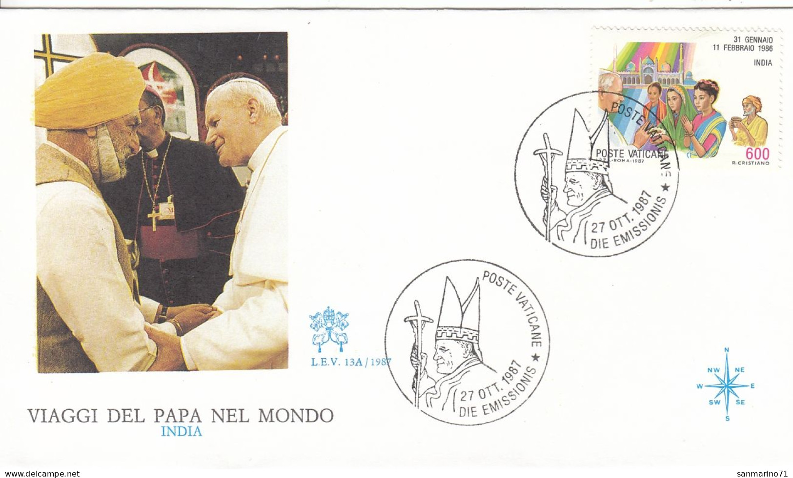 VATICAN Cover 1-141,popes Travel 1987 - Storia Postale