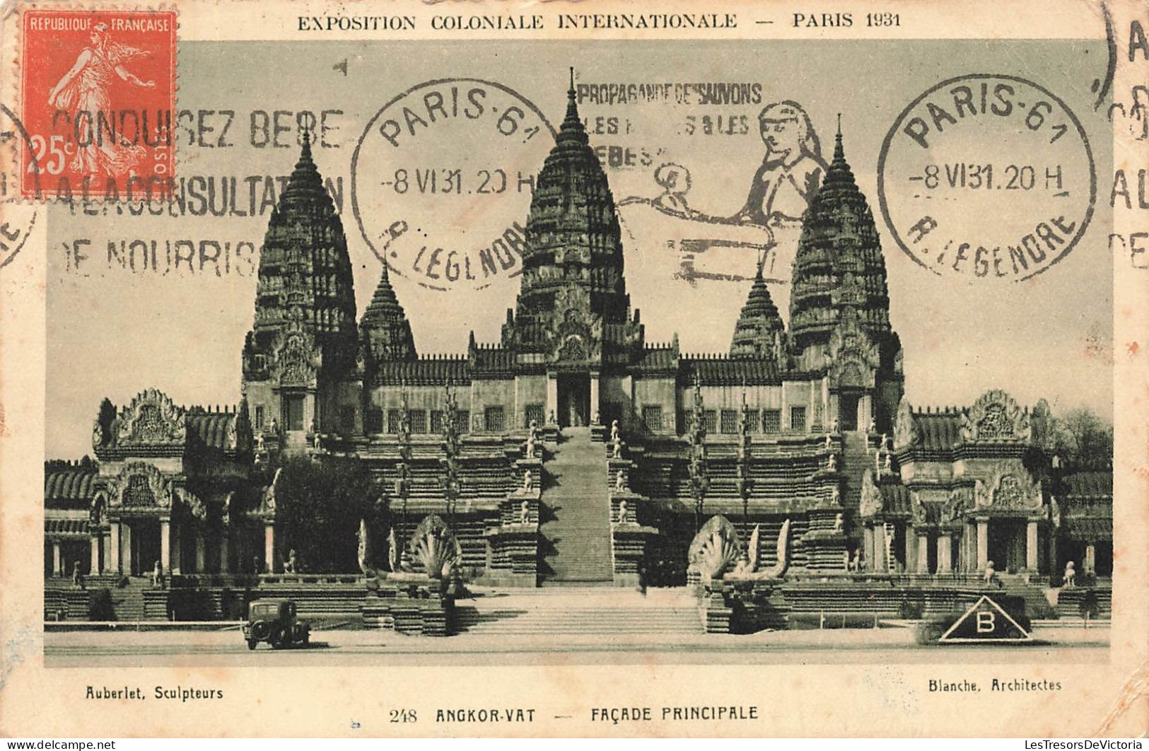 FRANCE - Exposition Coloniale Paris 1931 - Angkor Vat - Façade Principale - Carte Postale Ancienne - Expositions