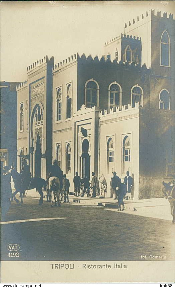 LIBIA / LIBYA - TRIPOLI - RISTORANTE ITALIA - FOTO COMERIO - RPPC POSTCARD 1910s (12315) - Libia