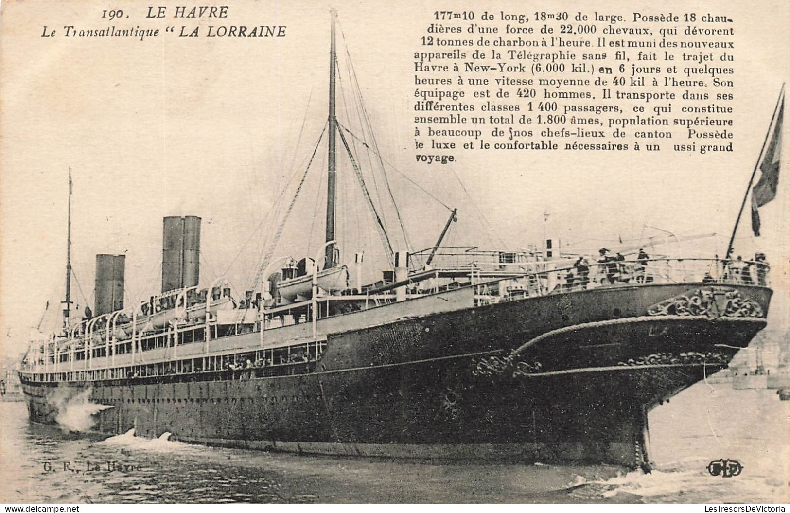 FRANCE - Le Havre - Le Transatlantique "La Lorrainne" - Carte Postale Ancienne - Port