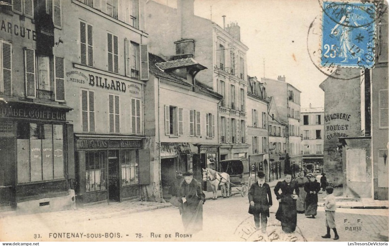FRANCE - Fontenay Sous Bois - Rue De Rosny - Billard - Vins - Charcuterie - Carte Postale Ancienne - Fontenay Sous Bois