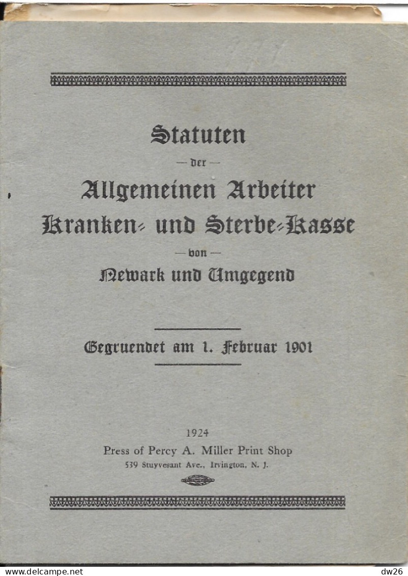 Statuten Allgemeinen Arbeiter Kranken Und Sterbekasse Du 1 Februar 1901 - Guide Assurance Maladie 1924 - Salud & Medicina