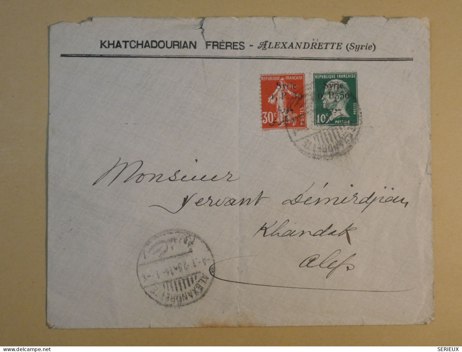 Q0  SYRIE O.M. FRANCE  LETTRE   1923  ALEXANDRETTE A   ALEP  SYRIE HALEB  +AFF. INTERESSANT++ - Cartas & Documentos