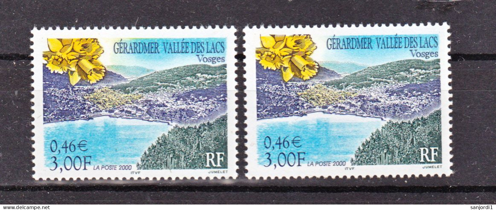 France 3311 Gerardmer Variété Impression Décalée Vers Le Bas 3.00 Sur Bleu Neuf ** TB MNH Sin Charnela - Nuovi