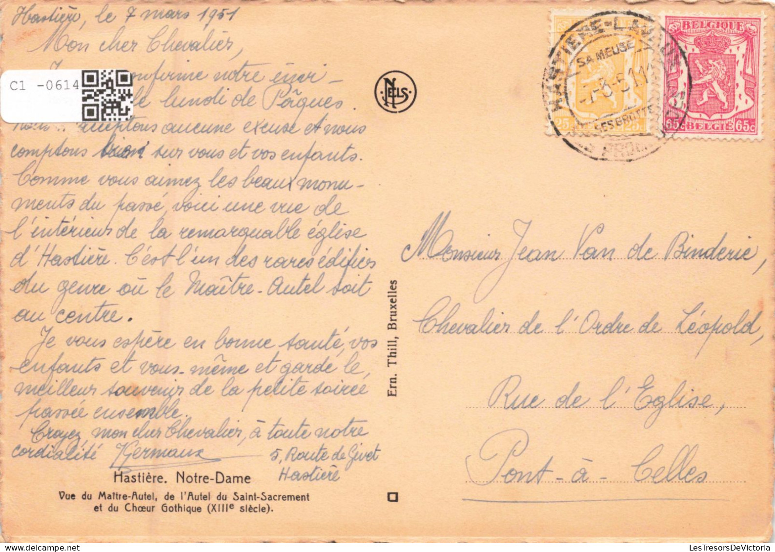 BELGIQUE - Hastière - Notre-Dame - Vu Du Maitre-Autel - Carte Postale Ancienne - Hastiere