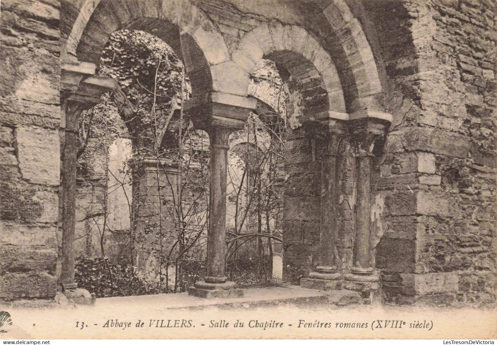BELGIQUE - Villers-la-Ville - Abbaye De Villers - Salle Du Chapitre - Fenêtres Romanes - Carte Postale Ancienne - Villers-la-Ville