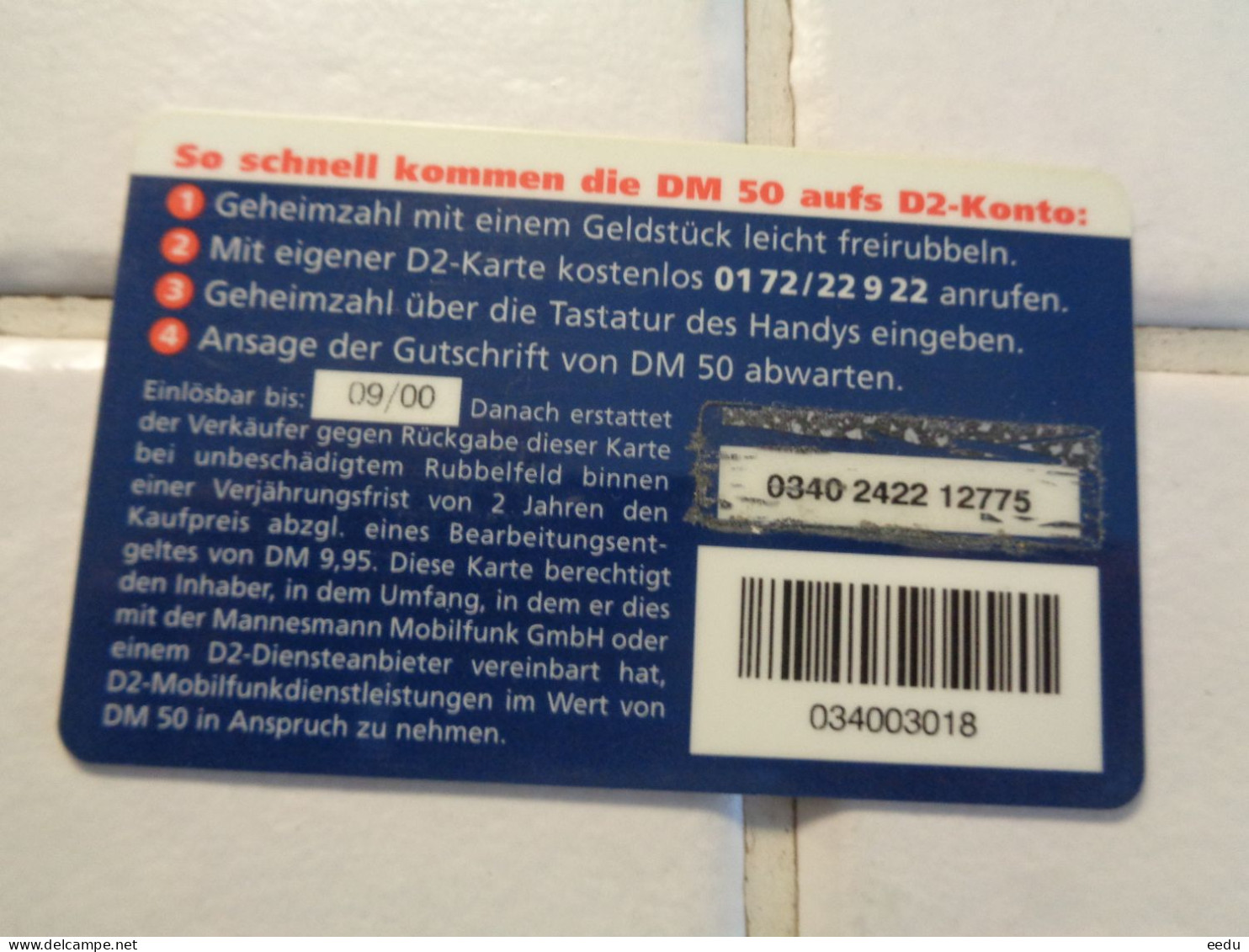 Germany Phonecard - GSM, Cartes Prepayées & Recharges