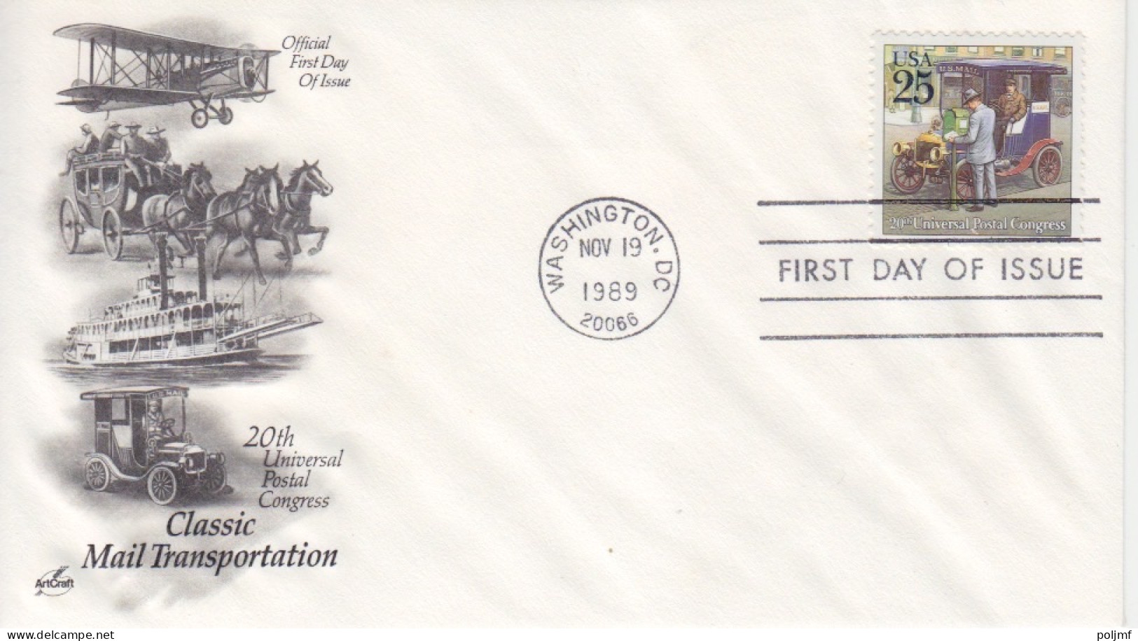 FDC "Classic Mail Transportation" Obl. Washington Le 19 Nov 1986 Sur N° 1881 à 1884 "Diligence, Bateau à Aubes, Avion, " - Covers & Documents