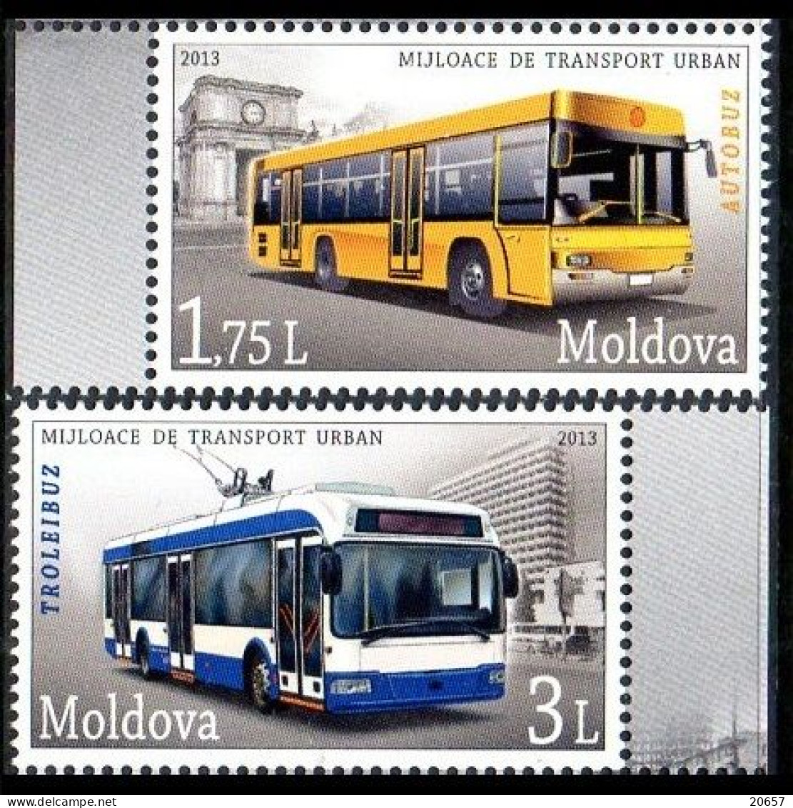 Moldavie Moldova 0738/39 Autobus, Car, électrique, Trolley-bus - Bus