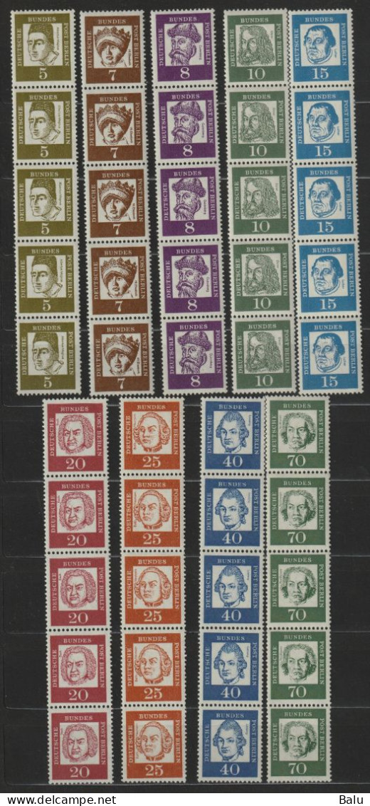 Berlin 1961 Michel Nr. 242-48 R, Michel 250,-€, 2 Scans, Details S.u. - Rollenmarken