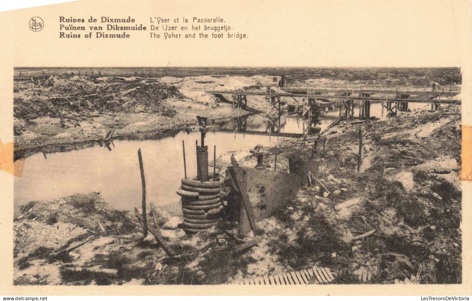 BELGIQUE - Ruines De Dixmude - L'Yser Et La Passerelle - Carte Postale Ancienne - Diksmuide