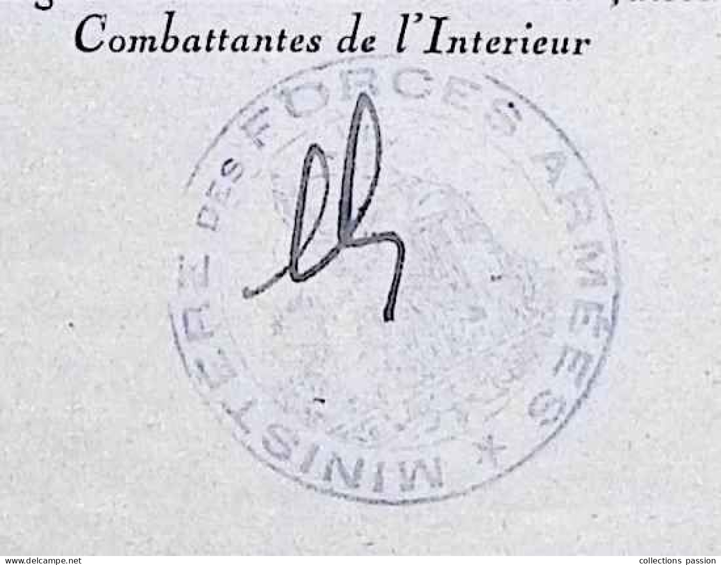 Militaria, Attestation D'appartenance Aux Forces Françaises Combattantes De L'Intérieur, F.F.C., 1948, Frais Fr 1.65 E - Documenti