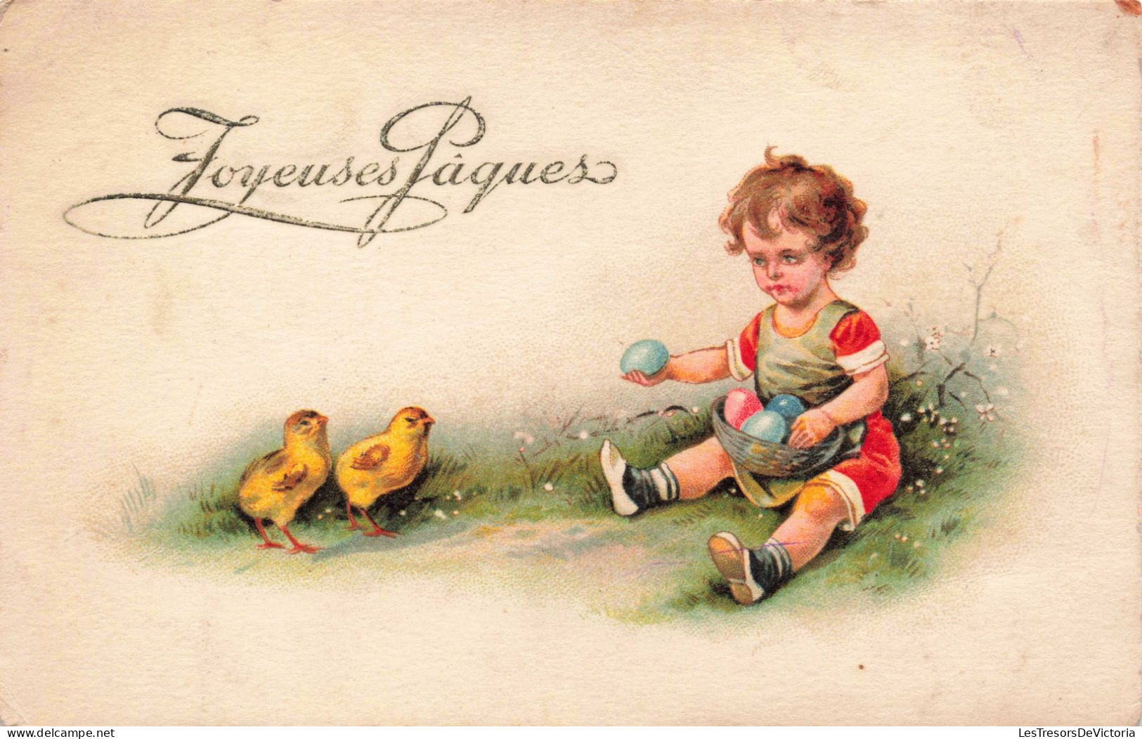 FETES & VOEUX - Joyeuses Pâques - Poussin - Œuf - Enfant - Carte Postale Ancienne - Pâques