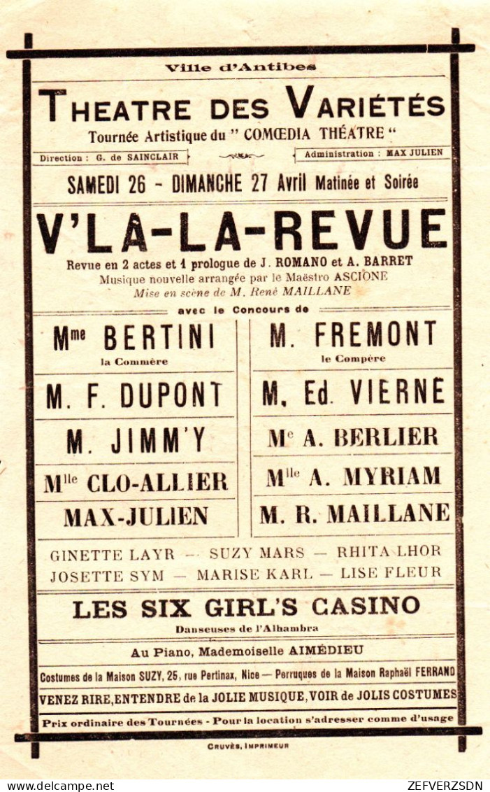 06 ANTIBES PROGRAMME THEATRE ALPES MARITIMES - Programmes