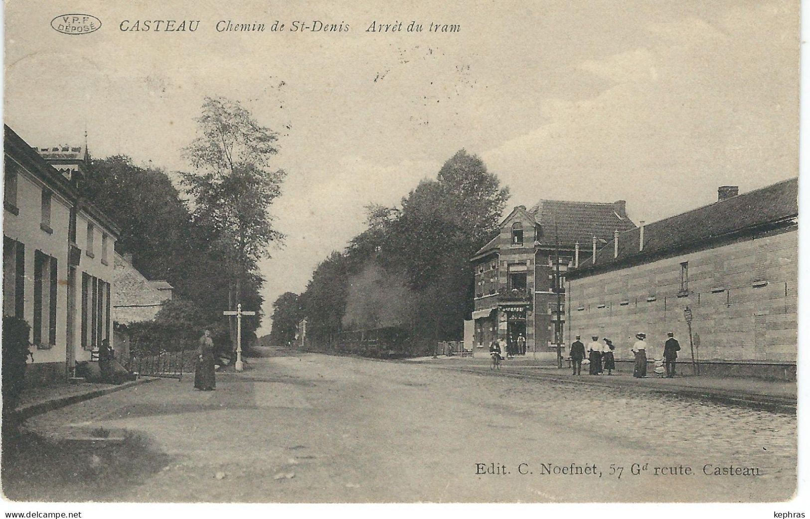 CASTEAU : Chemin De St-Denis - Arrêt Du Tram - Cachet De La Poste 1910 - Soignies