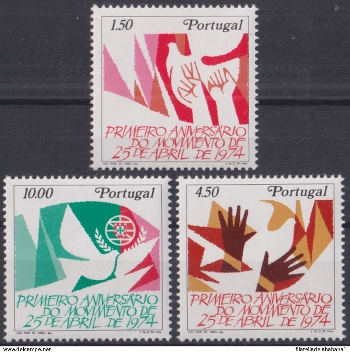 F-EX44685 PORTUGAL MHN 1975 FIRST ANNIV OF MILITAR FORCES MOVEMENT PEACE PIGEON.  - Nuovi