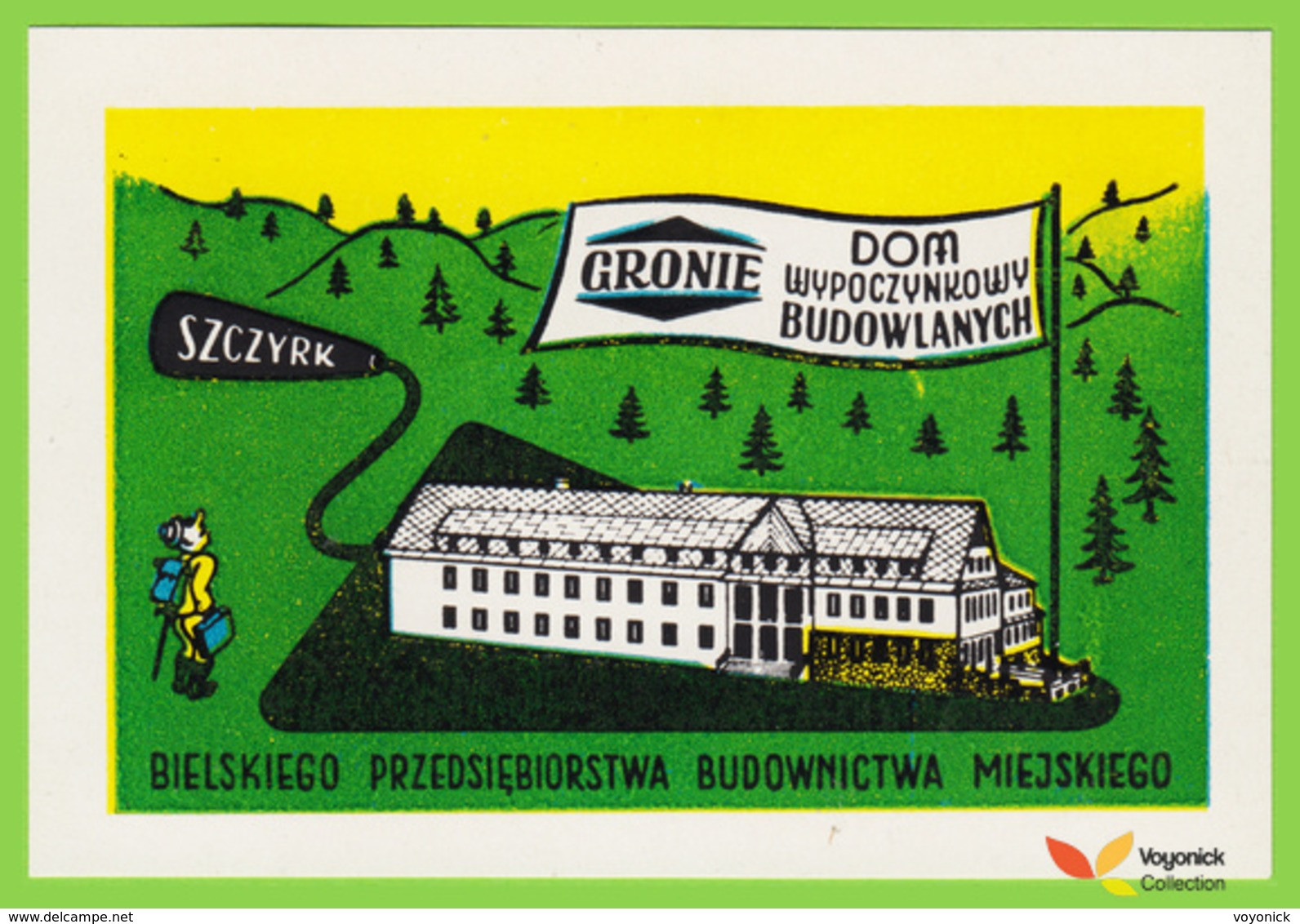 Voyo Dom Wypoczynkowy Budowlanych GRONIE Szczyrk Poland Hotel Label 1980s Vintage - Etiquettes D'hotels