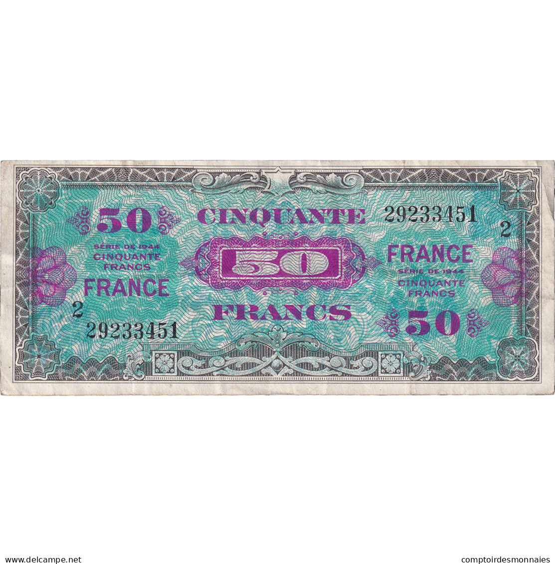 France, 50 Francs, Drapeau/France, 1945, 29233451, TB+, Fayette:VF24.2 - 1945 Verso Frankreich