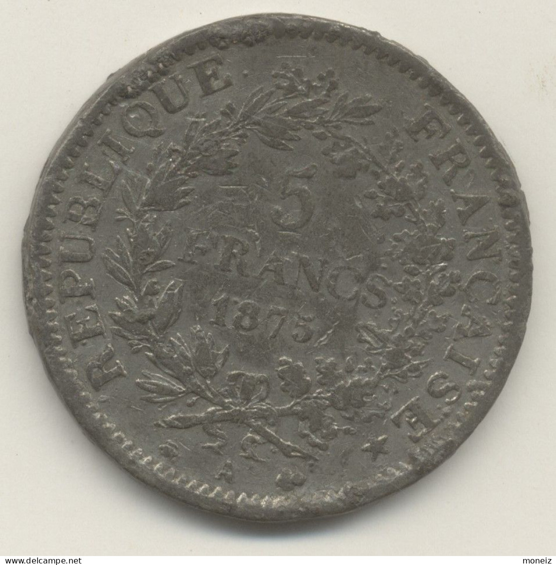 5  FRANCS 1875 A FAUSSE EN PLOMB D EPOQUE - 5 Francs