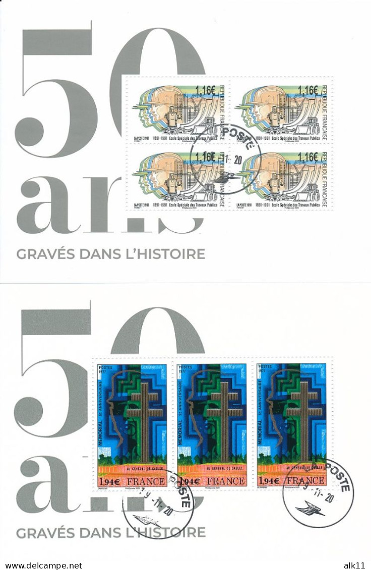 France 2020 - 8 Feuillets Du Livret 50 Ans De L'imprimerie Des Timbres-poste - Oblitéré Cachet Rond. - Usati