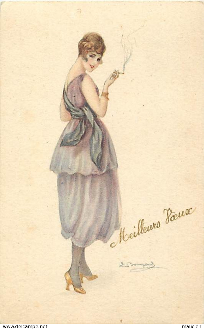 Illustrateurs -ref-C35- Illustrateur Bompard - Femme Fumant Une Cigarette - Italie - - Bompard, S.