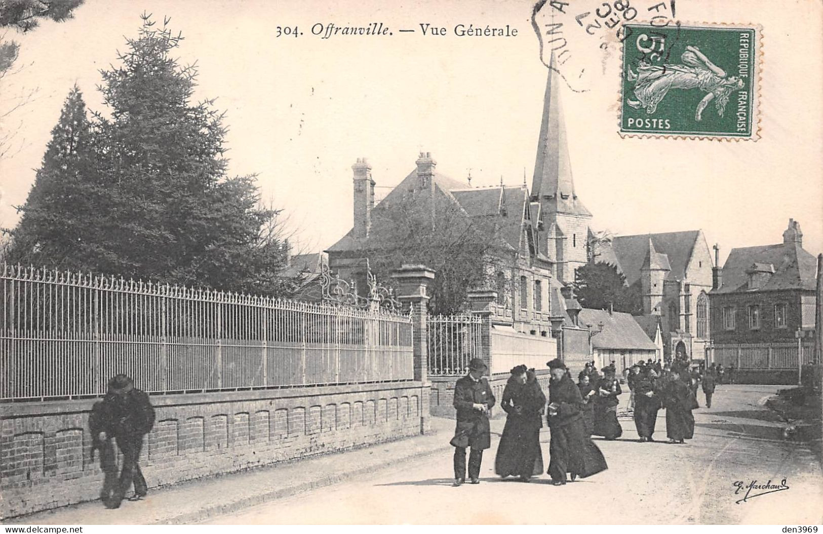 OFFRANVILLE (Seine-Maritime) - Vue Générale - Voyagé 1908 (2 Scans) Hanquet, 9 Rue Saint-Germain-l'Auxerrois, Paris 1er - Offranville