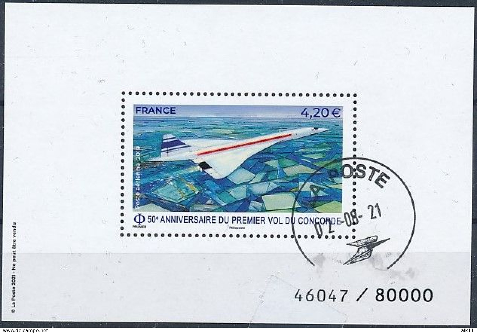 France 2021 - Bloc Feuillet Poste Aérienne 83 Concorde - Oblitéré Cachet Rond - Usados