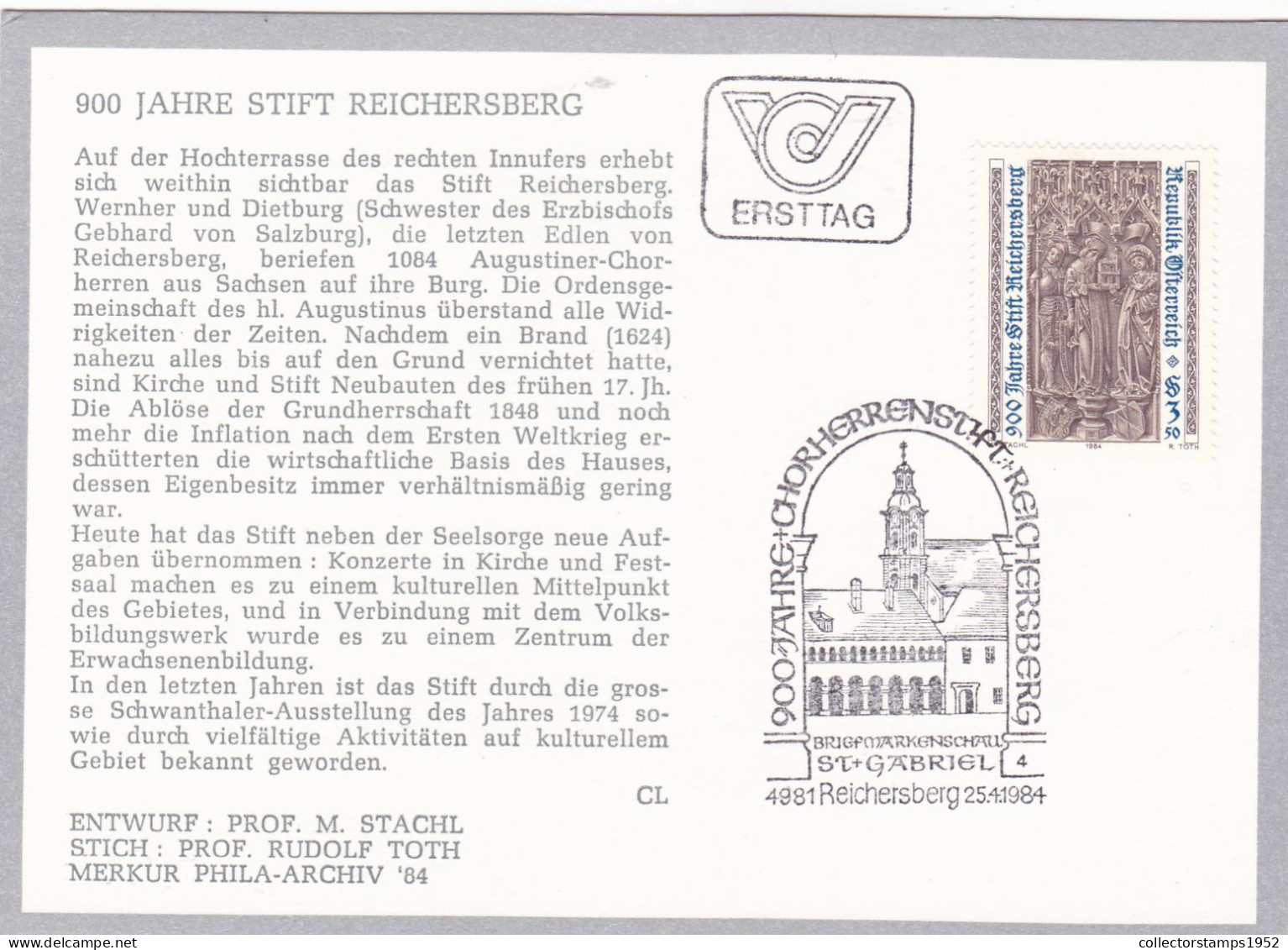 Austria Osterreich 1984 FDC WEIHNACHTEN ST.GABRIEL - Churches