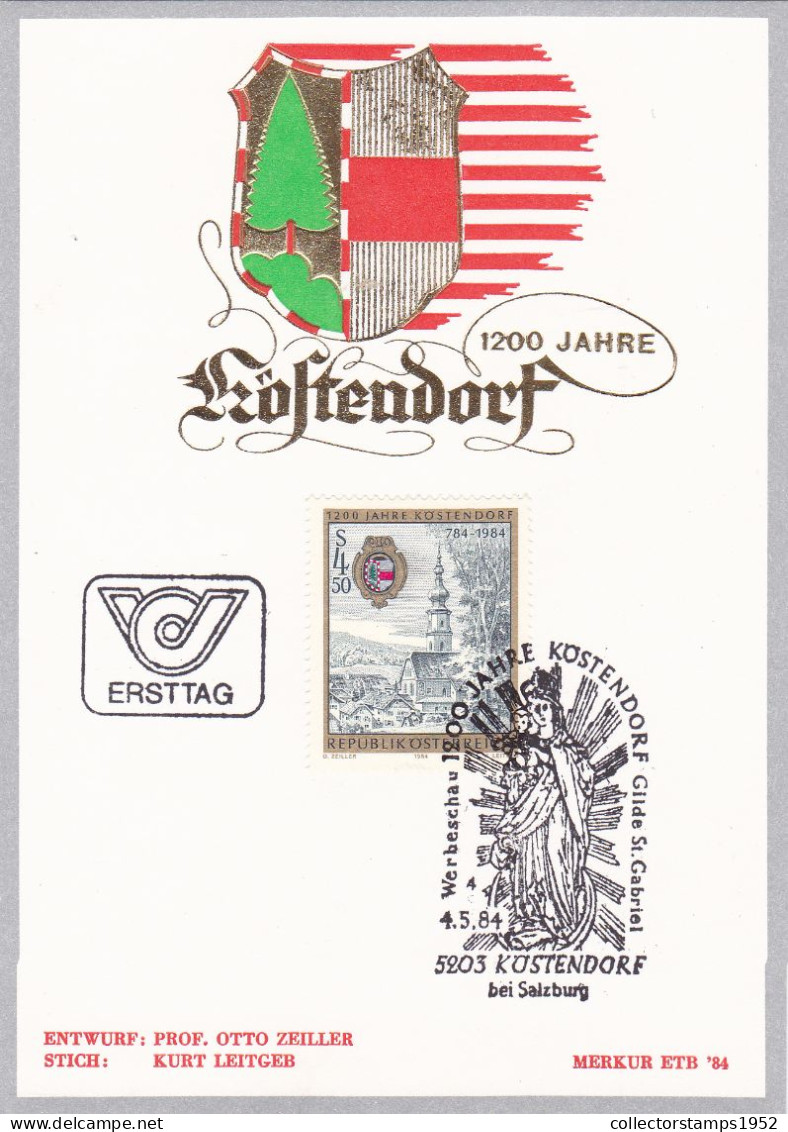 Austria Osterreich 1984 FDC 1200 JAHRE KOSTENDORF ST.GABRIEL - Kerken