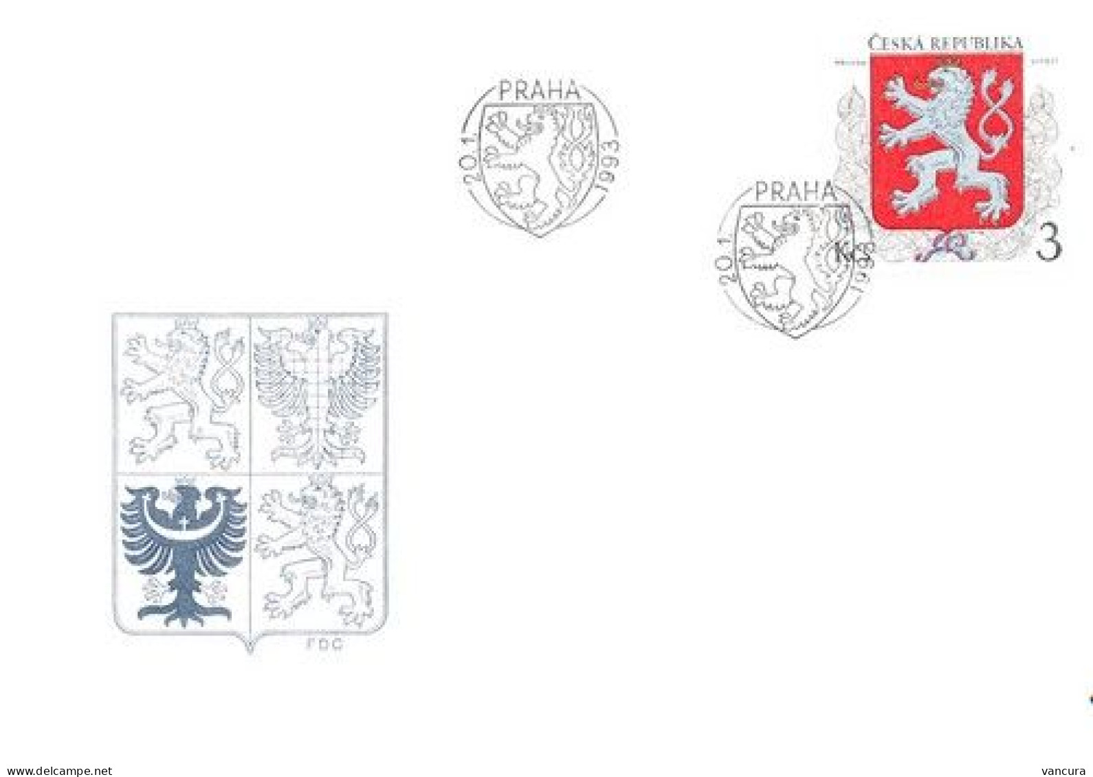 FDC 1 Czech Republic Little Coat Of Arms 1993 Heraldic Lion - FDC