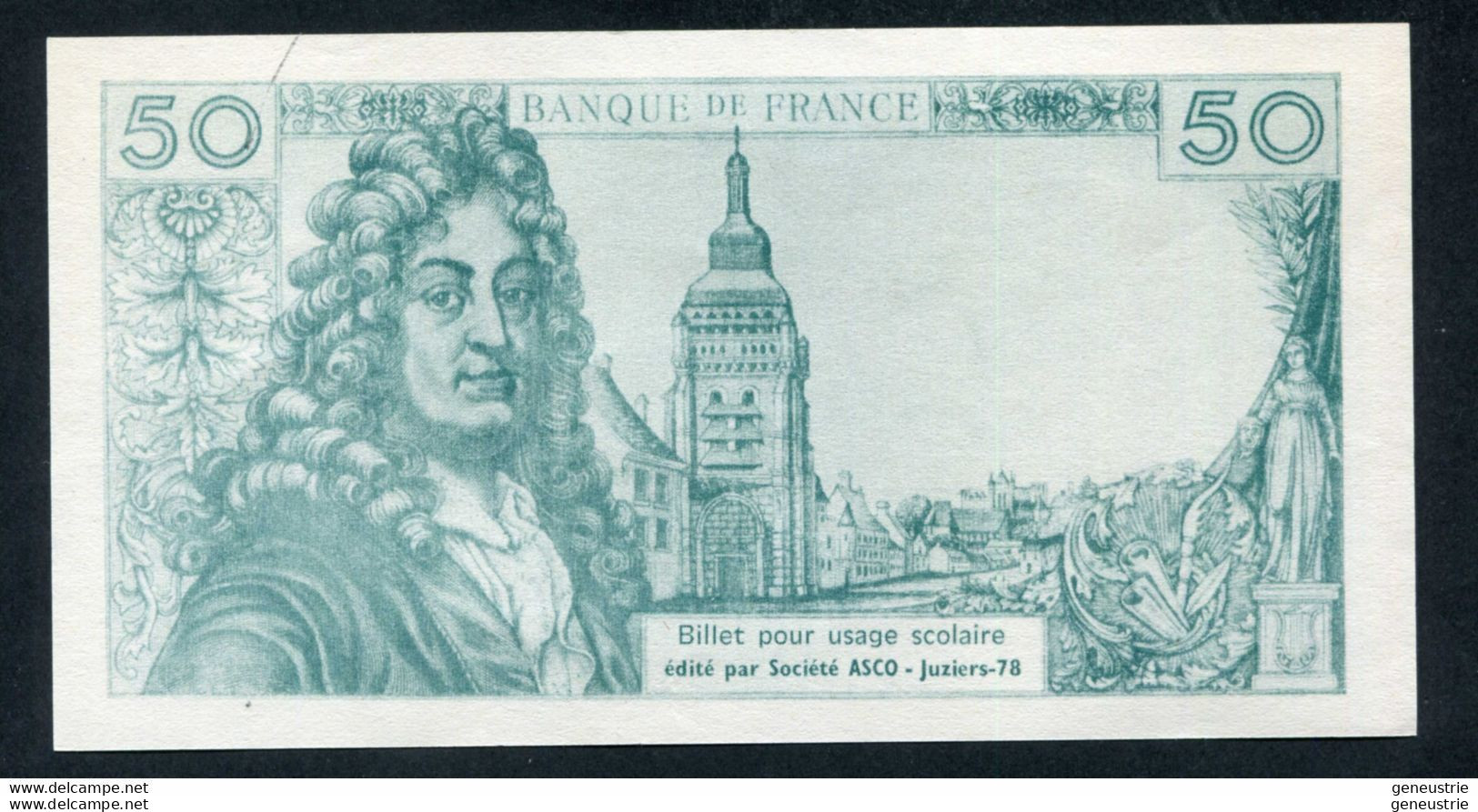 Beau Billet Neuf Scolaire école (50Fr Jean Racine) Specimen à Usage Pédagogique - Années 60 - School Bank Note - Ficción & Especímenes