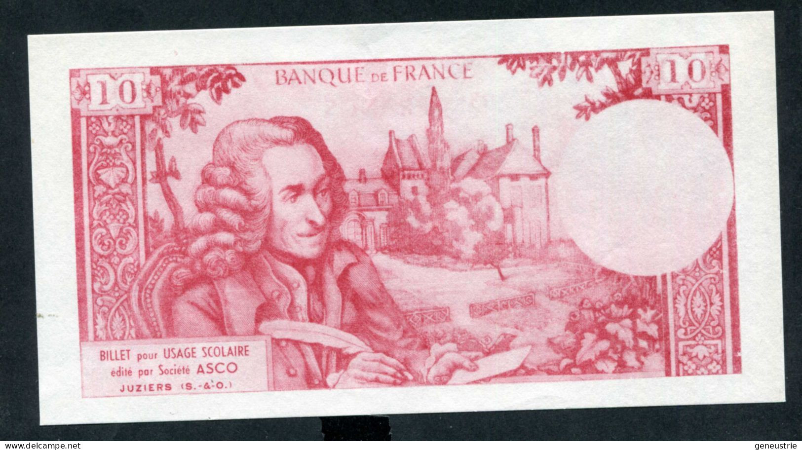 Beau Billet Neuf Scolaire école (10Fr Volaire) Specimen à Usage Pédagogique - Années 60 - School Bank Note - Specimen