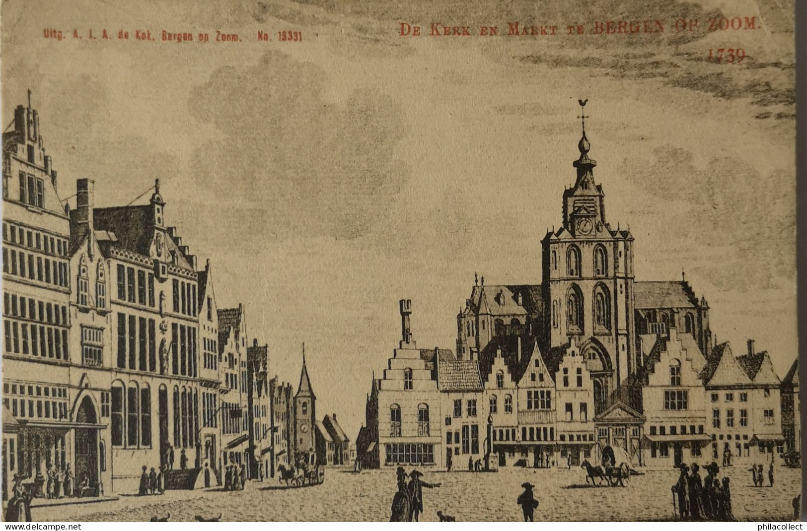 Bergen Op Zoom (N - Br.) De Kerk En Markt Anno 1739 Ca 1900 De Tulp - Bergen Op Zoom