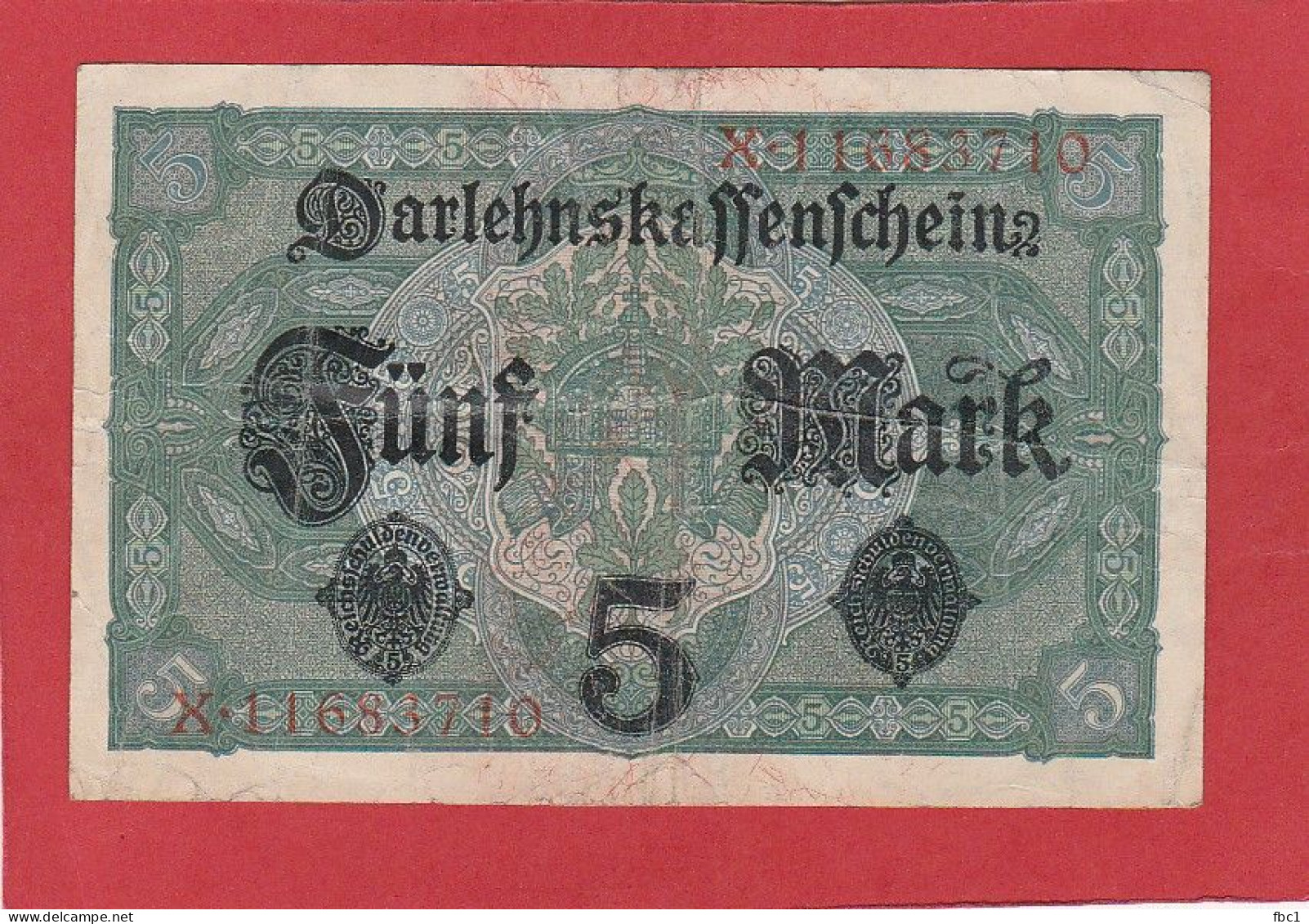 Allemagne -  - 1917 - 5 Mark - Fünf Mark - Berlin - 5 Mark